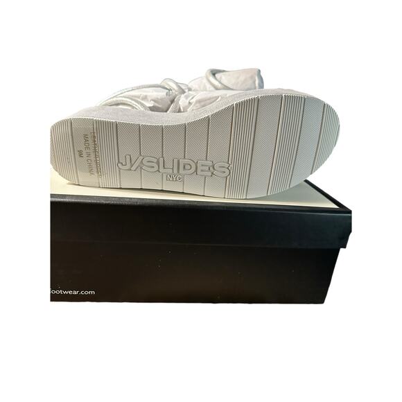 NEW J/SLIDES Quilt Platform Wedge Sandal in Silver Metallic Leather Womens 9 - Picture 9 of 12